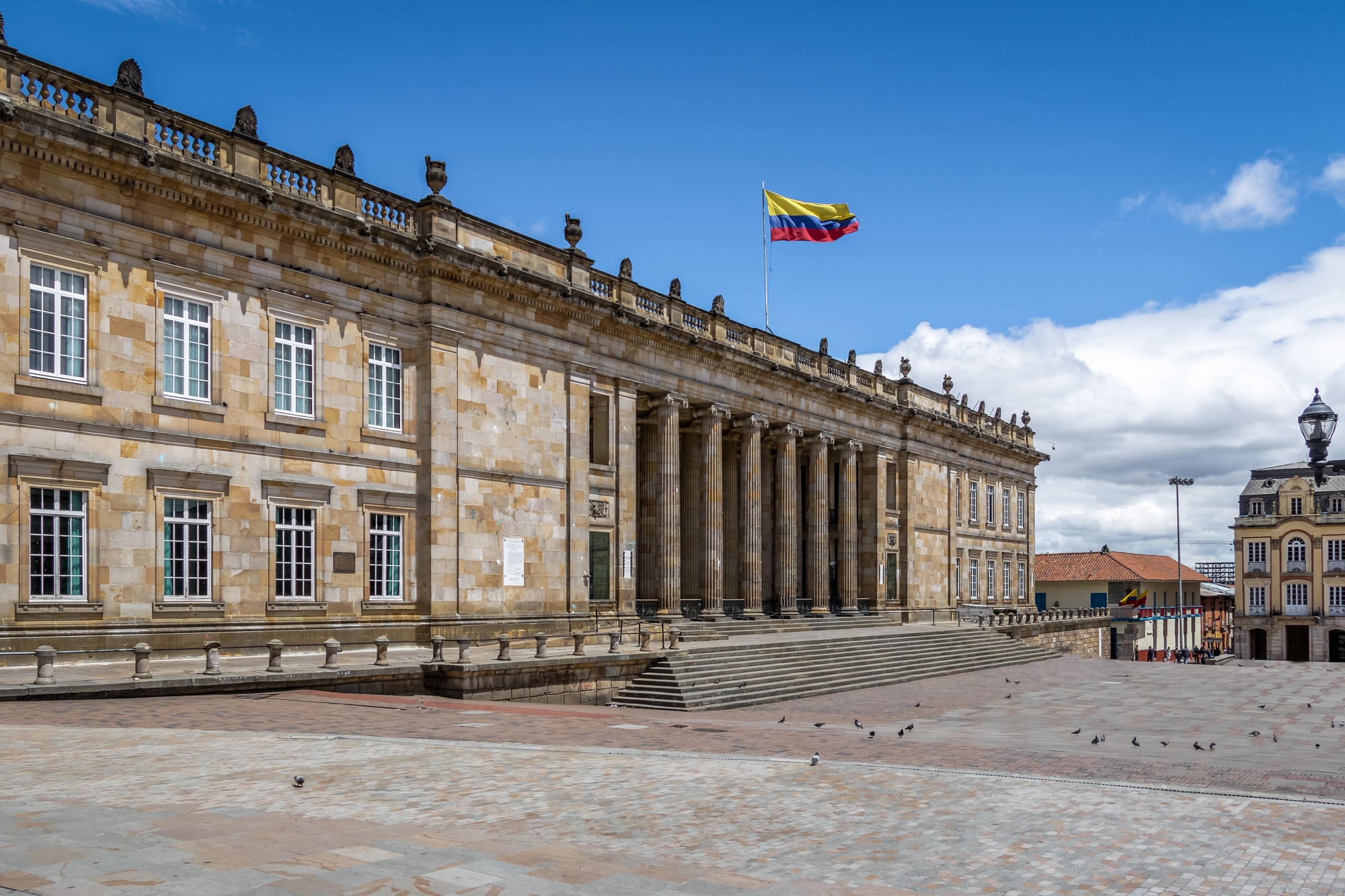 Colombian National Capitol and Congress situated at Bolivar Square - Bogota, Colombia